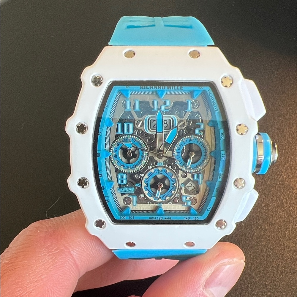 Blue and White Men's Watch
